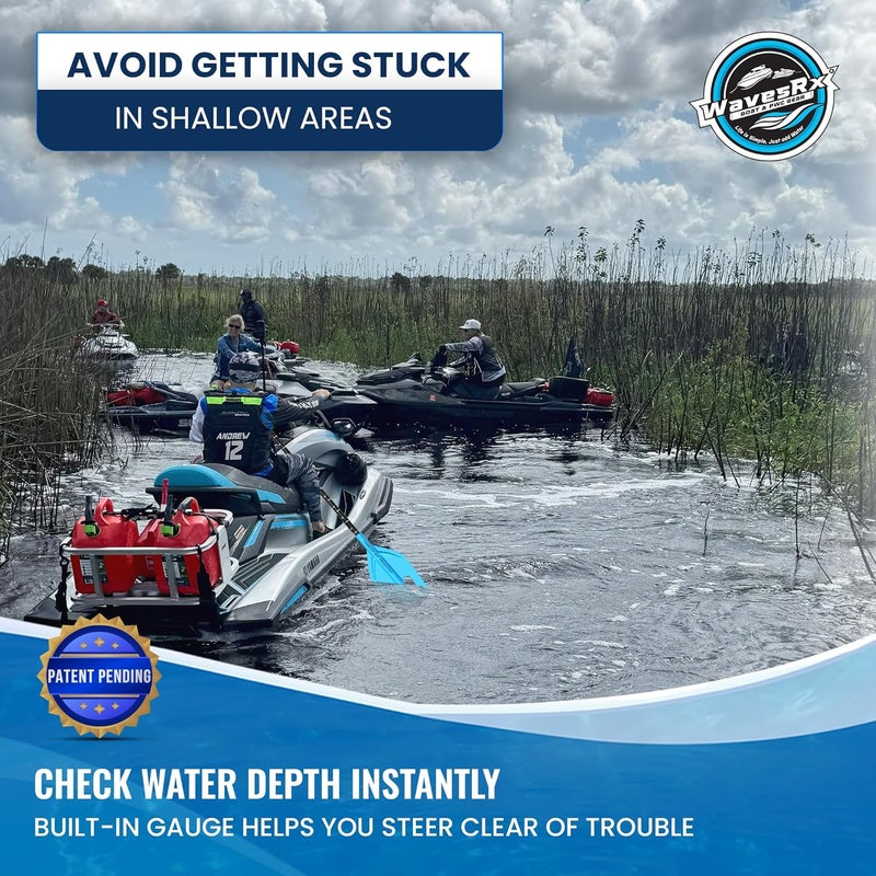 WAVESRX Telescoping Paddle with Docking Hook & Depth Gauge - Adjustable 24" to 54" Collapsible Emergency Oar for Jet Ski, Boat, PWC, Kayak, Canoe, Inflatable Dinghy- Must Have Boating Accessories - Image 4
